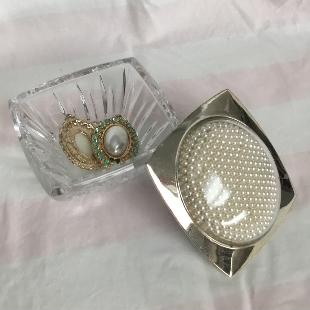 ✨Vintage Lenox Pearl Glass Vanity Trinket Jewelry Box